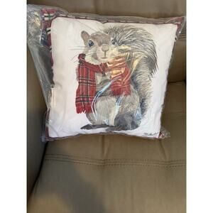 Squirrel Two Can Art Designer Accent Pillow 18 x 18 Squirrel With Scarf A6